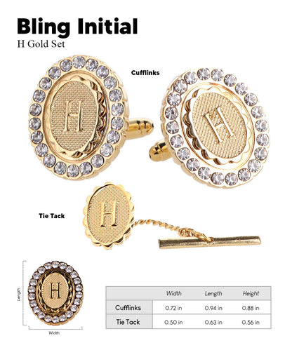 Vittorio Vico Bling Initial Cufflinks & Tie Tack Set in Gift Box Vittorio Vico