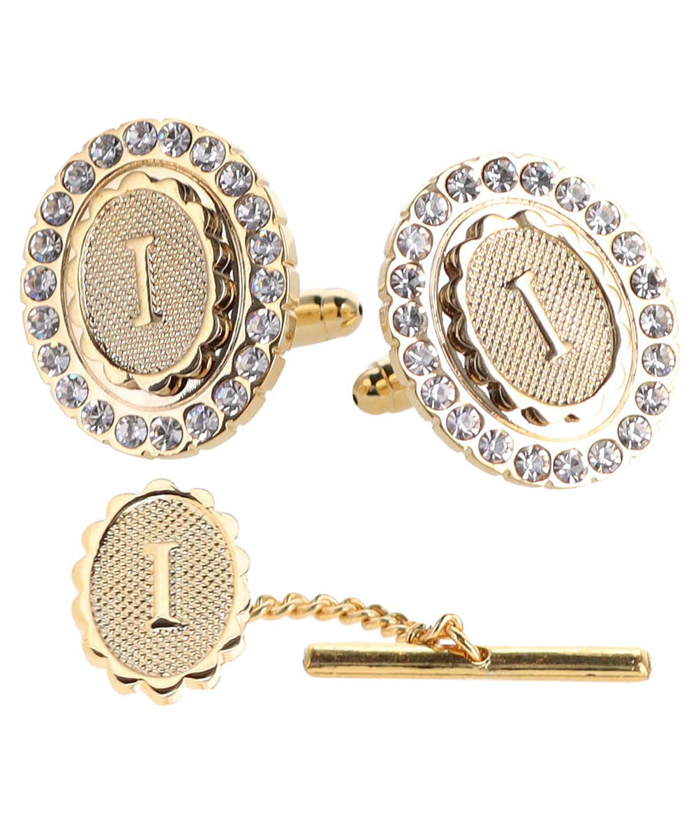 Vittorio Vico Bling Initial Cufflinks & Tie Tack Set in Gift Box Vittorio Vico