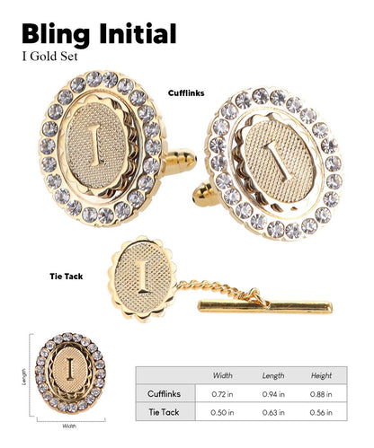 Vittorio Vico Bling Initial Cufflinks & Tie Tack Set in Gift Box Vittorio Vico
