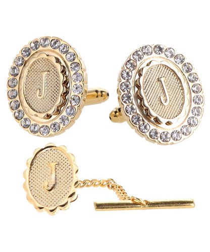 Vittorio Vico Bling Initial Cufflinks & Tie Tack Set in Gift Box Vittorio Vico