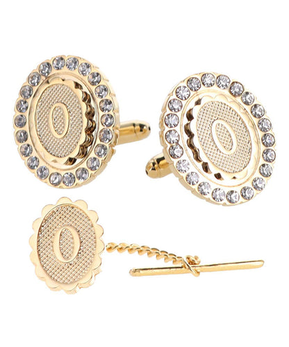 Vittorio Vico Bling Initial Cufflinks & Tie Tack Set in Gift Box Vittorio Vico