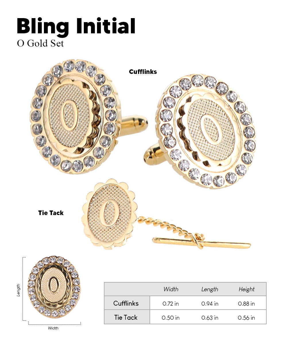 Vittorio Vico Bling Initial Cufflinks & Tie Tack Set in Gift Box Vittorio Vico