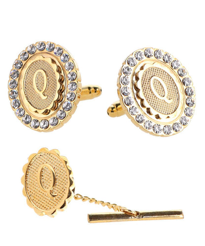 Vittorio Vico Bling Initial Cufflinks & Tie Tack Set in Gift Box Vittorio Vico
