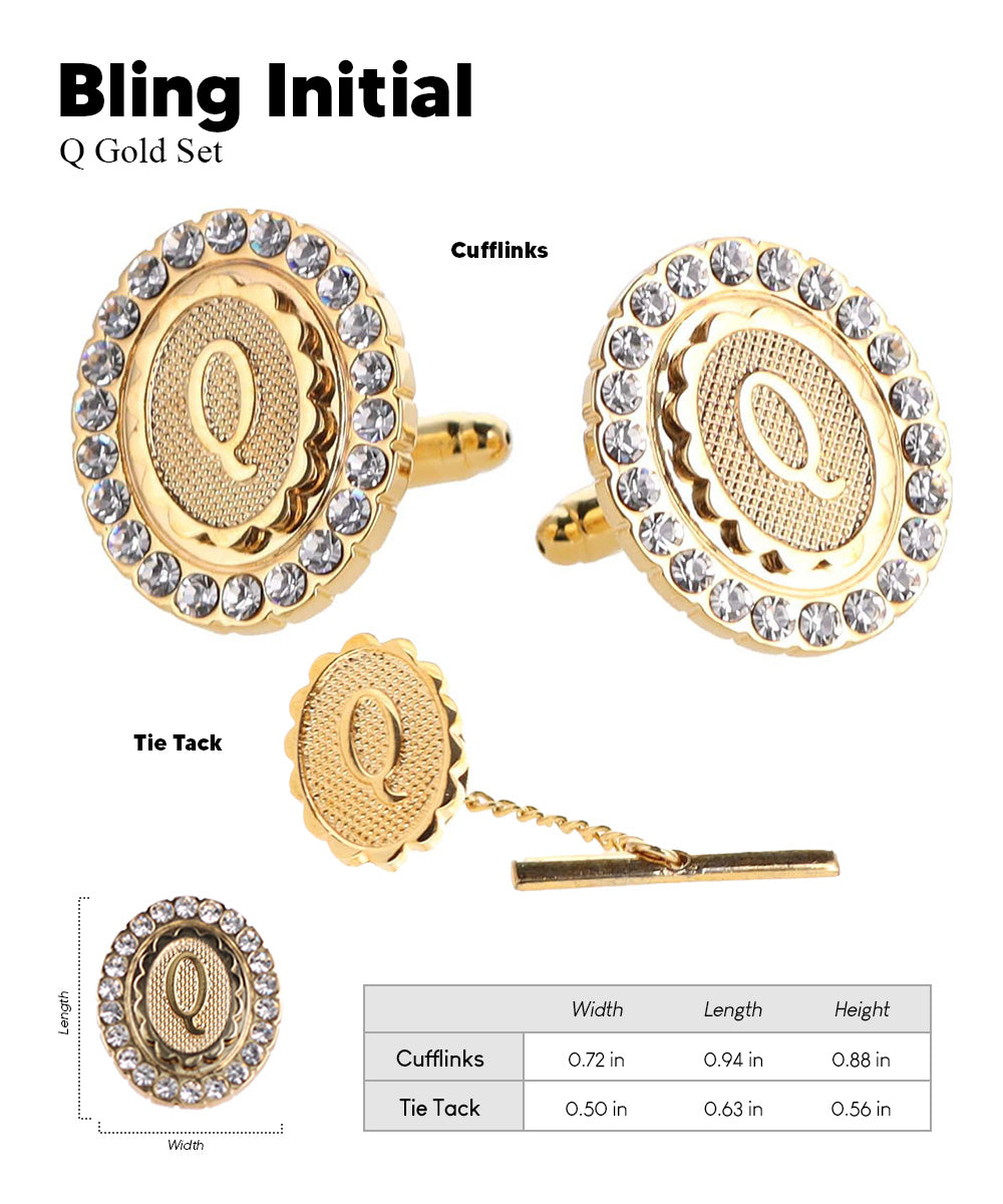 Vittorio Vico Bling Initial Cufflinks & Tie Tack Set in Gift Box Vittorio Vico