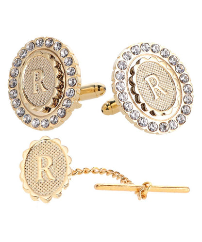 Vittorio Vico Bling Initial Cufflinks & Tie Tack Set in Gift Box Vittorio Vico