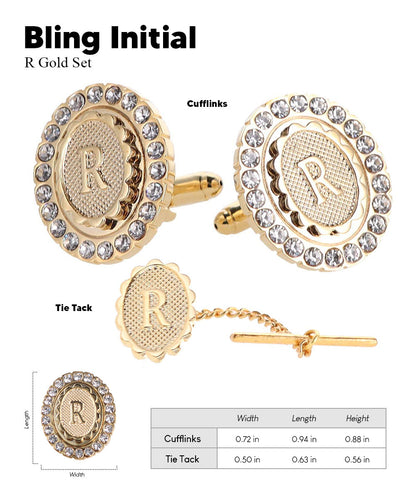 Vittorio Vico Bling Initial Cufflinks & Tie Tack Set in Gift Box Vittorio Vico