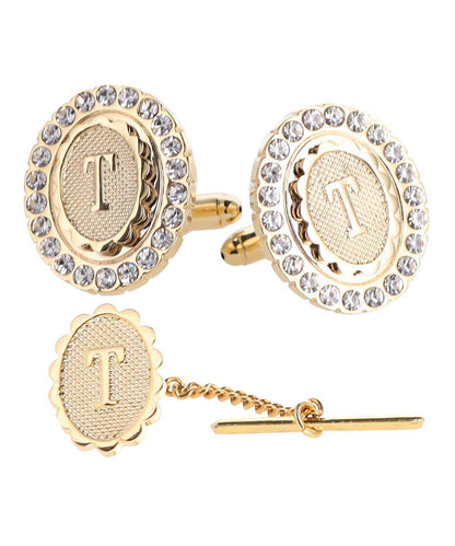 Vittorio Vico Bling Initial Cufflinks & Tie Tack Set in Gift Box Vittorio Vico