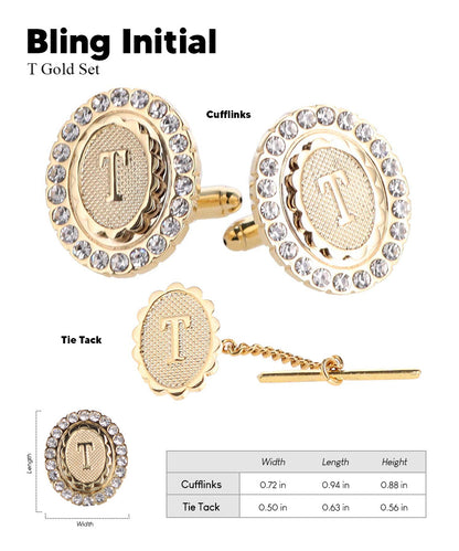 Vittorio Vico Bling Initial Cufflinks & Tie Tack Set in Gift Box Vittorio Vico