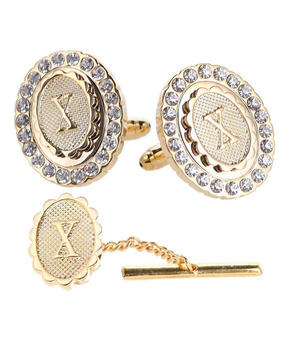 Vittorio Vico Bling Initial Cufflinks & Tie Tack Set in Gift Box Vittorio Vico