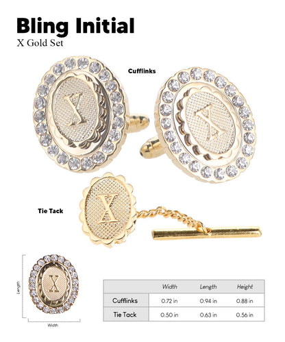 Vittorio Vico Bling Initial Cufflinks & Tie Tack Set in Gift Box Vittorio Vico