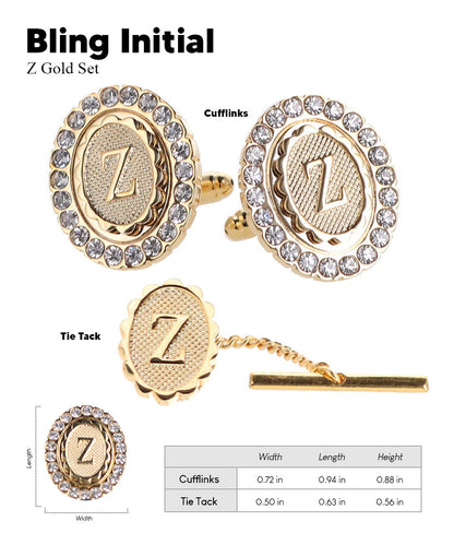 Vittorio Vico Bling Initial Cufflinks & Tie Tack Set in Gift Box Vittorio Vico