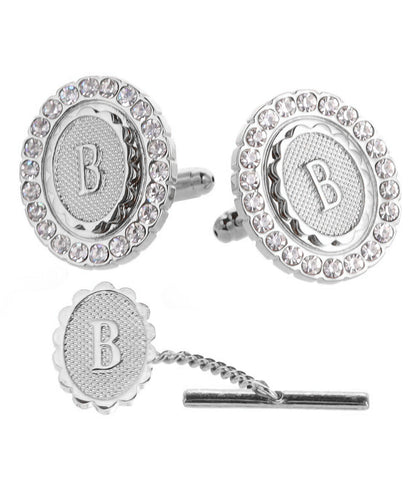 Vittorio Vico Bling Initial Cufflinks & Tie Tack Set in Gift Box Vittorio Vico