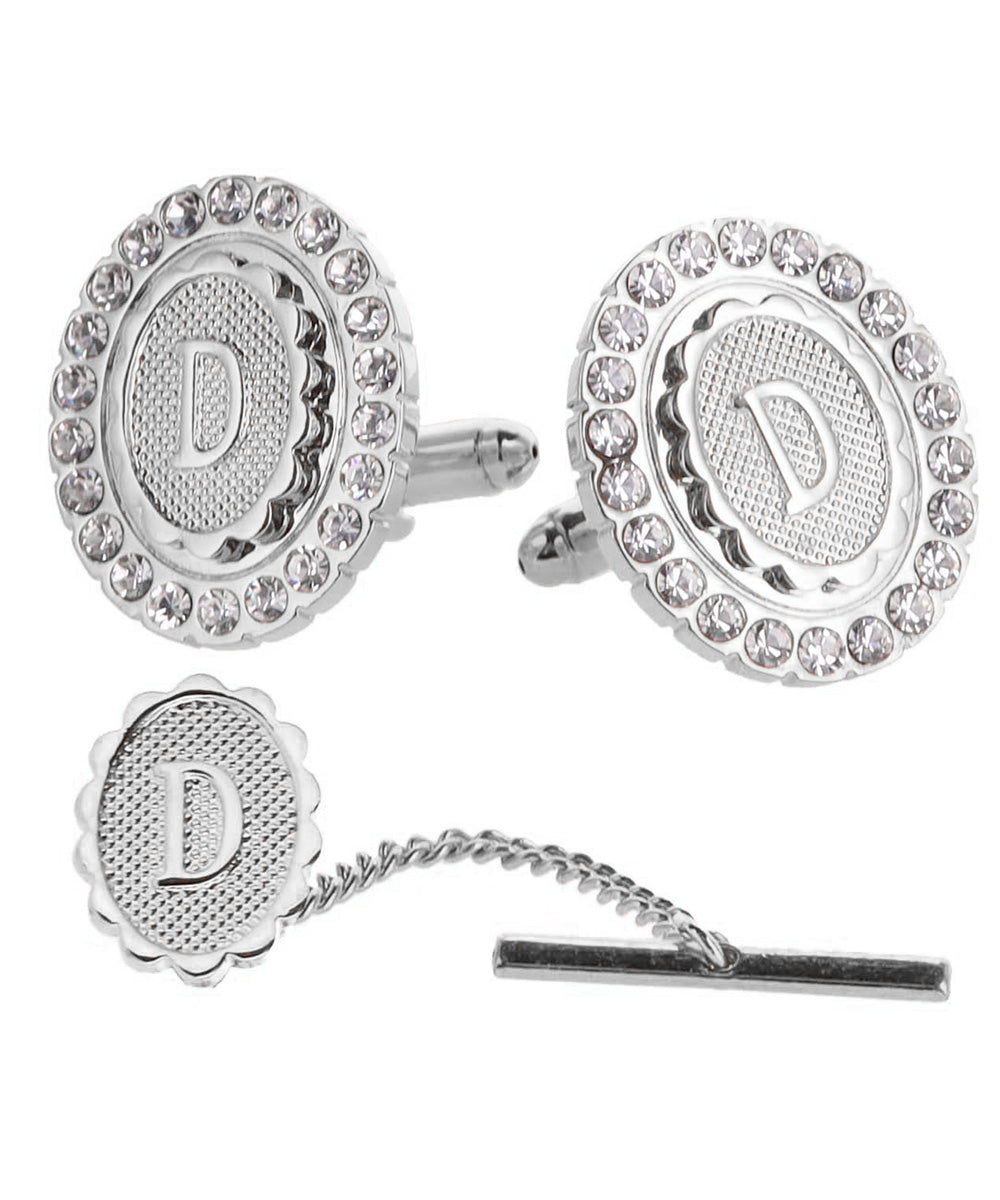 Vittorio Vico Bling Initial Cufflinks & Tie Tack Set in Gift Box Vittorio Vico