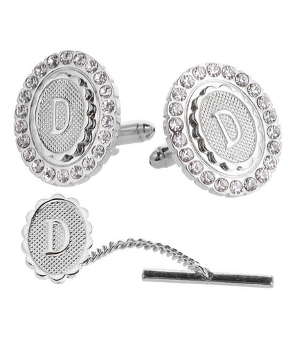Vittorio Vico Bling Initial Cufflinks & Tie Tack Set in Gift Box Vittorio Vico