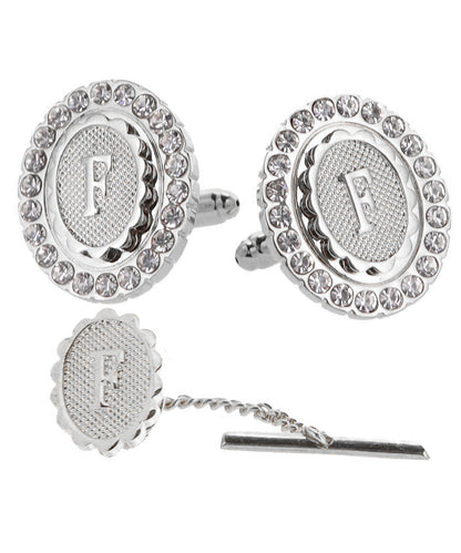 Vittorio Vico Bling Initial Cufflinks & Tie Tack Set in Gift Box Vittorio Vico