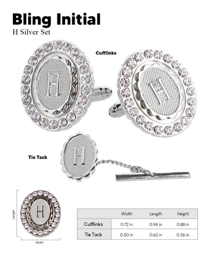 Vittorio Vico Bling Initial Cufflinks & Tie Tack Set in Gift Box Vittorio Vico