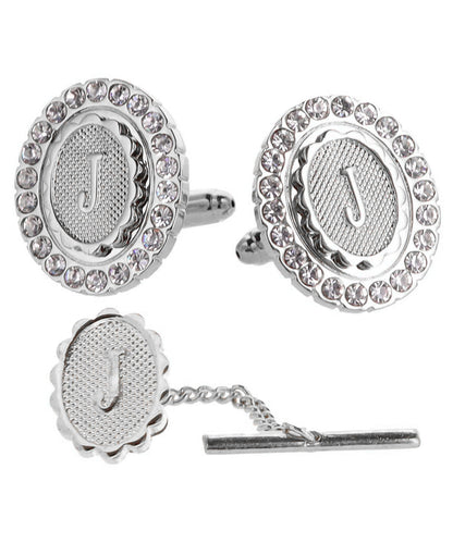 Vittorio Vico Bling Initial Cufflinks & Tie Tack Set in Gift Box Vittorio Vico