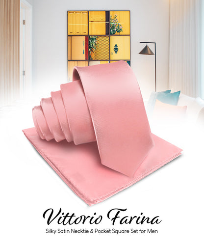 Vittorio Farina Men's Satin Necktie & Pocket Square Vittorio Farina