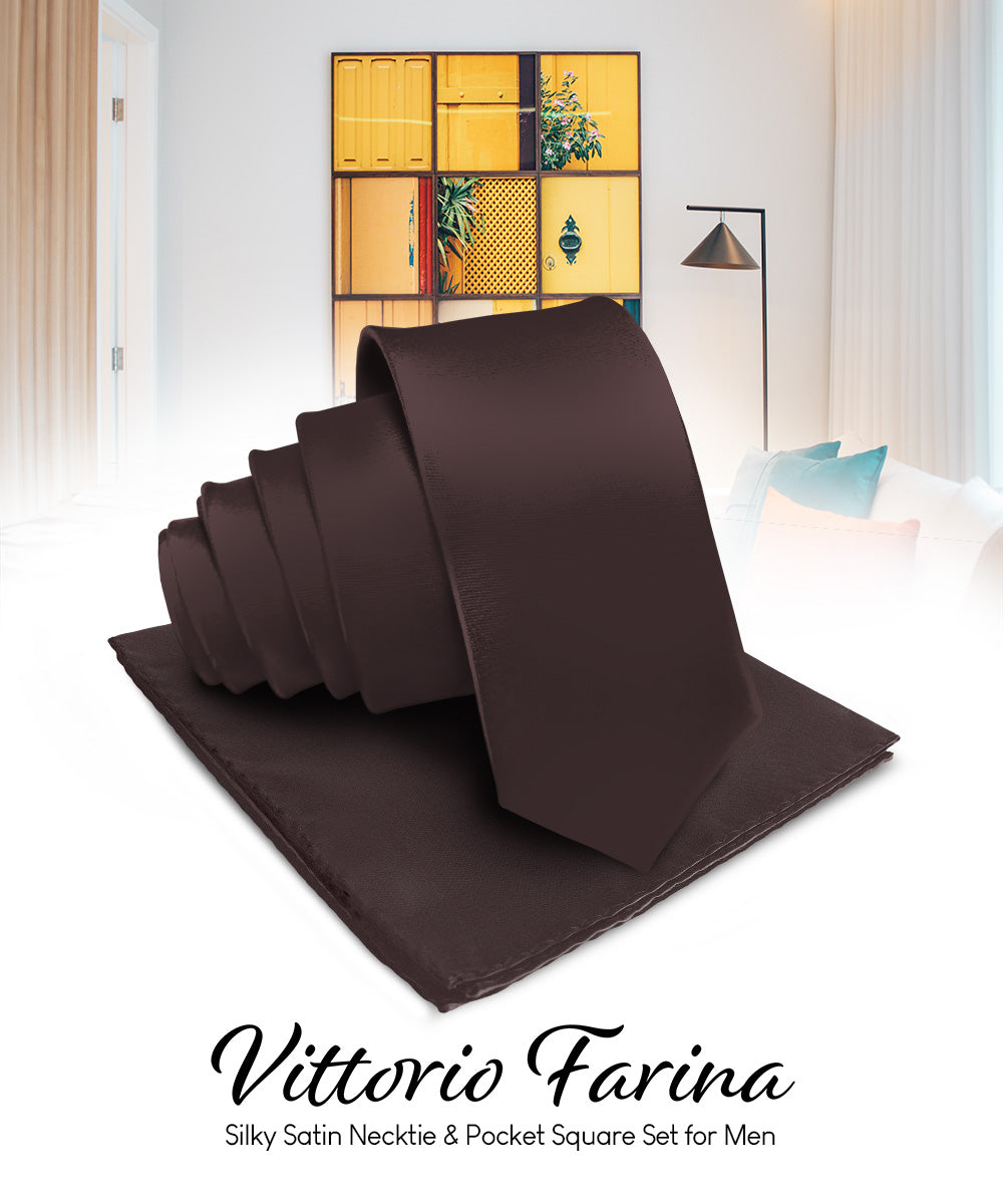 Vittorio Farina Men's Satin Necktie & Pocket Square Vittorio Farina