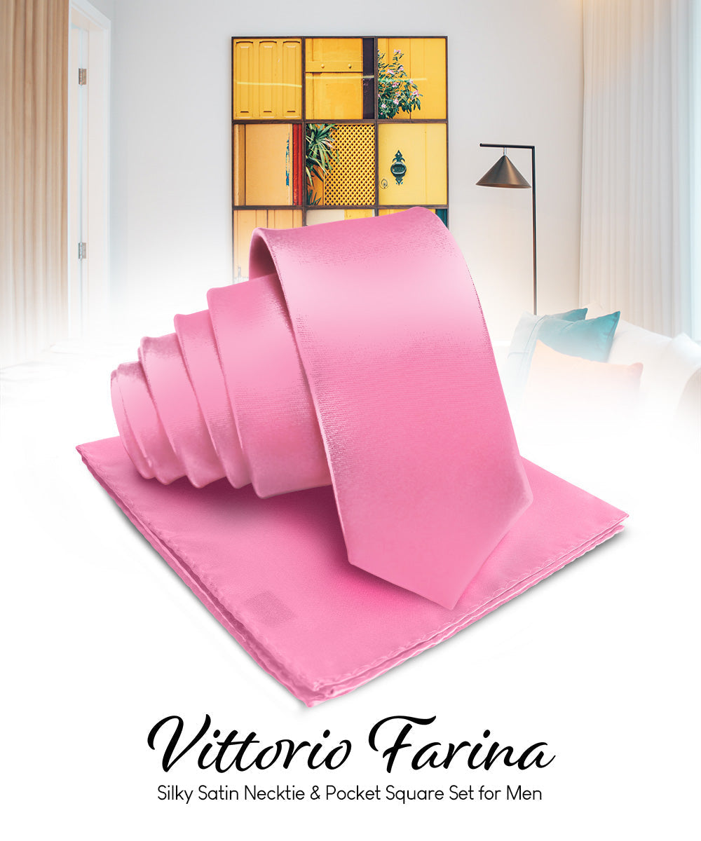 Vittorio Farina Men's Satin Necktie & Pocket Square Vittorio Farina