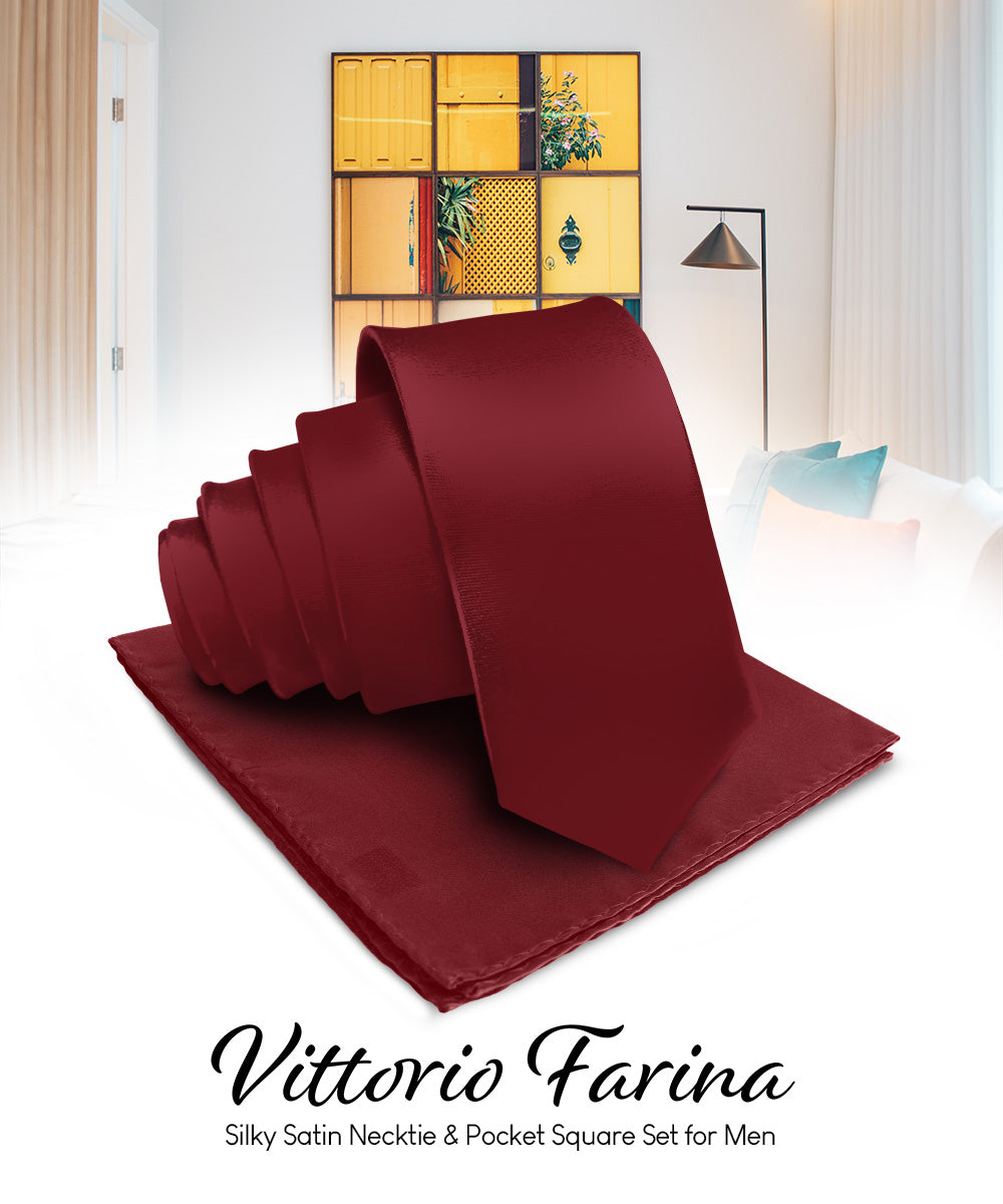 Vittorio Farina Men's Satin Necktie & Pocket Square Vittorio Farina