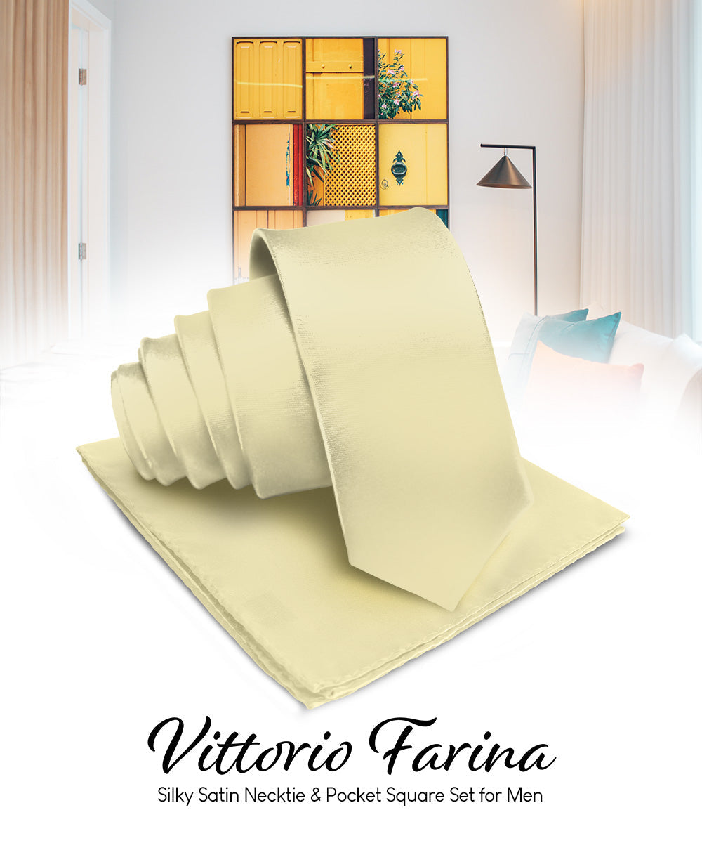 Vittorio Farina Men's Satin Necktie & Pocket Square Vittorio Farina