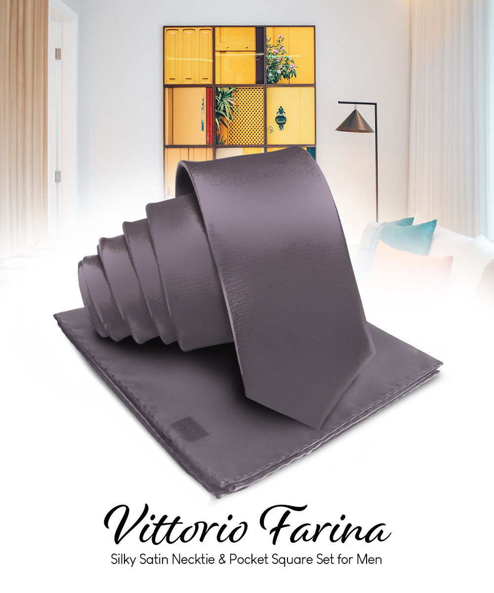 Vittorio Farina Men's Satin Necktie & Pocket Square Vittorio Farina