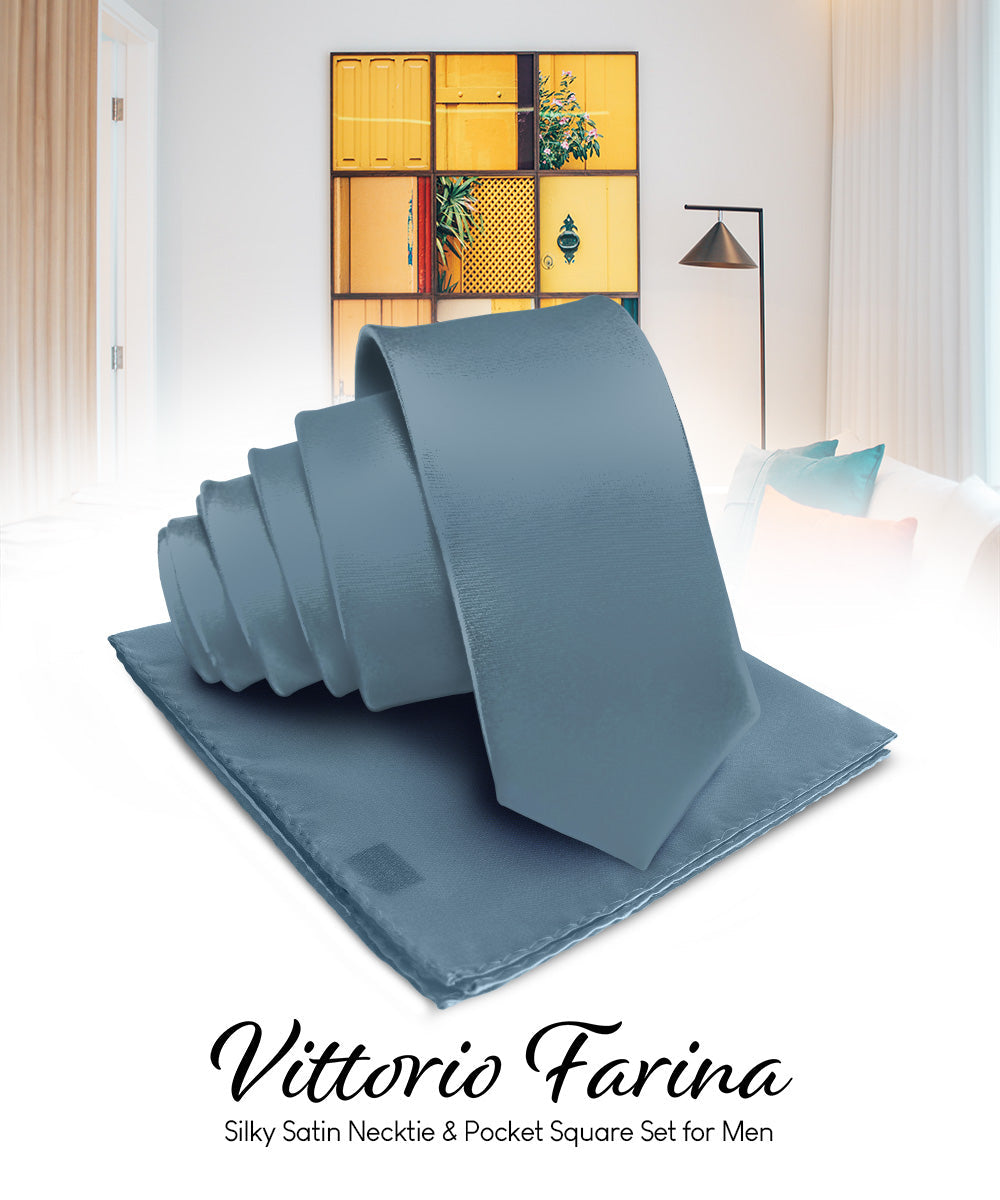 Vittorio Farina Men's Satin Necktie & Pocket Square Vittorio Farina
