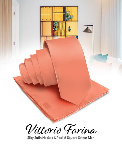 Vittorio Farina Men's Satin Necktie & Pocket Square Vittorio Farina