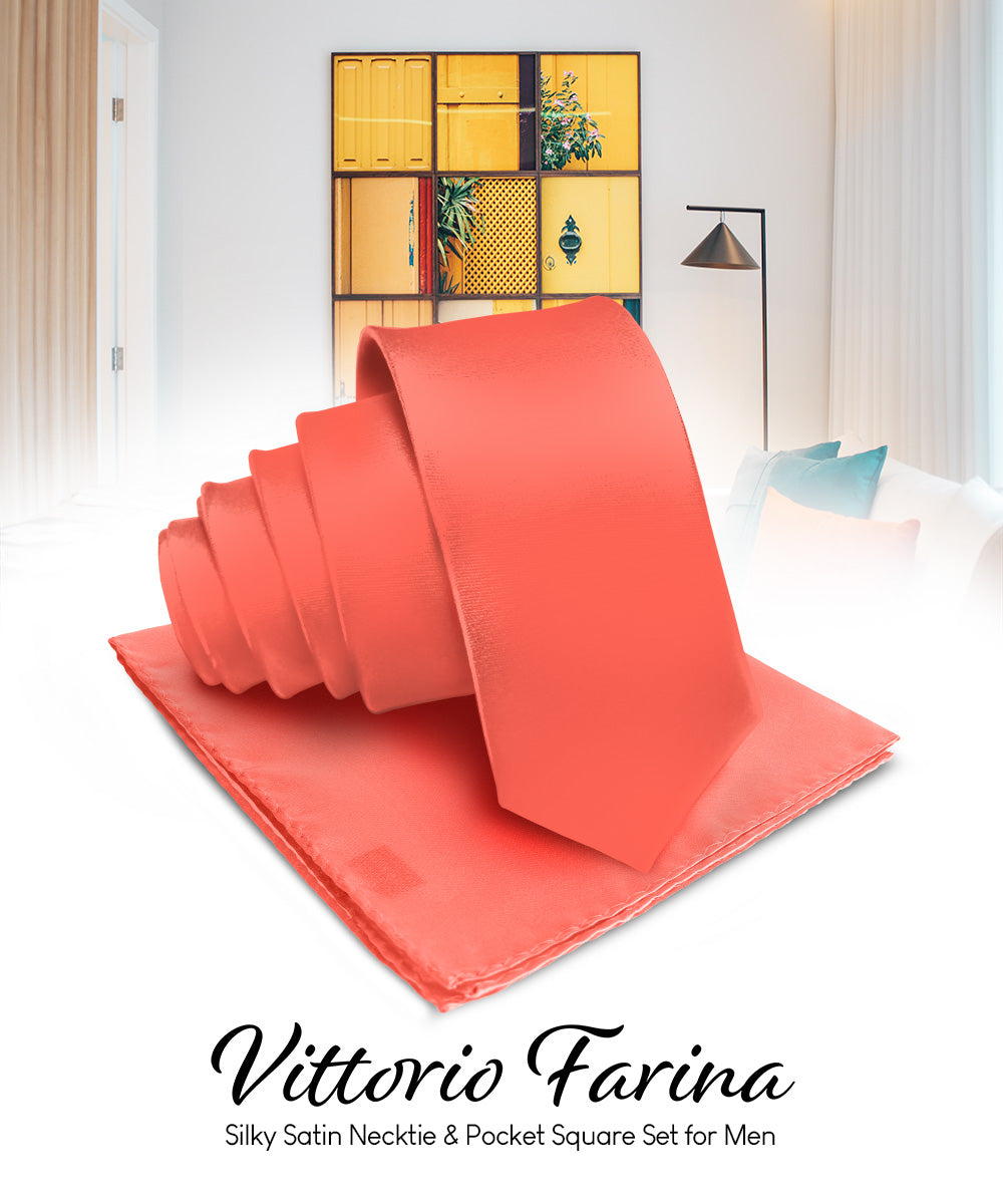 Vittorio Farina Men's Satin Necktie & Pocket Square Vittorio Farina