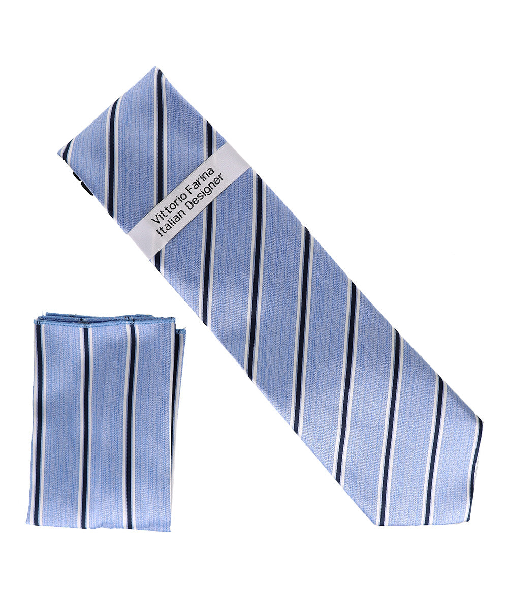 Vittorio Farina Men's Geometric Design Necktie & Pocket Square Vittorio Farina