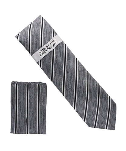 Vittorio Farina Men's Geometric Design Necktie & Pocket Square Vittorio Farina