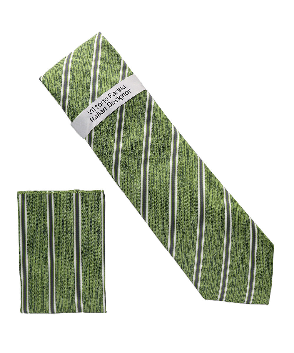 Vittorio Farina Men's Geometric Design Necktie & Pocket Square Vittorio Farina