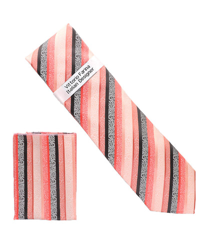 Vittorio Farina Men's Geometric Design Necktie & Pocket Square Vittorio Farina