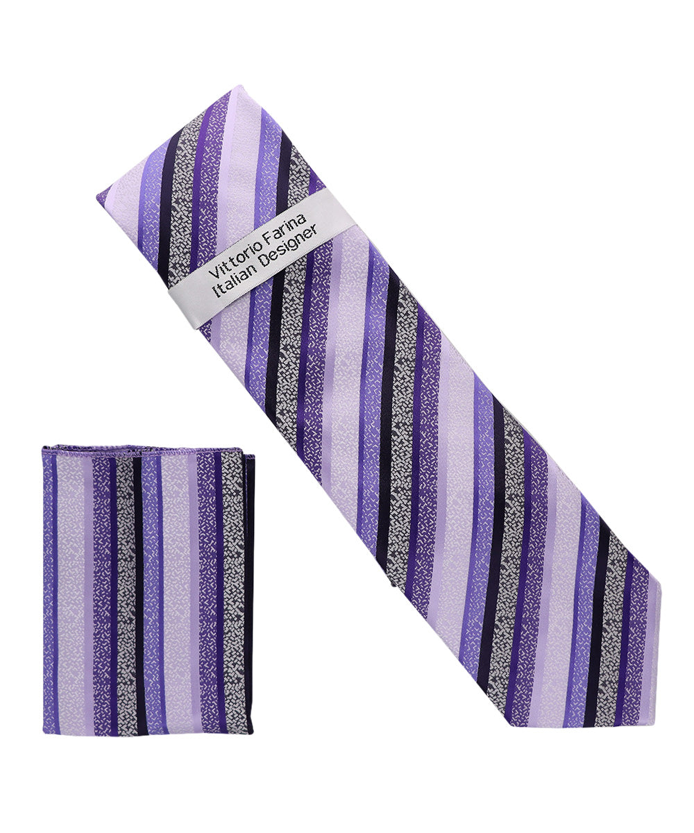 Vittorio Farina Men's Geometric Design Necktie & Pocket Square Vittorio Farina