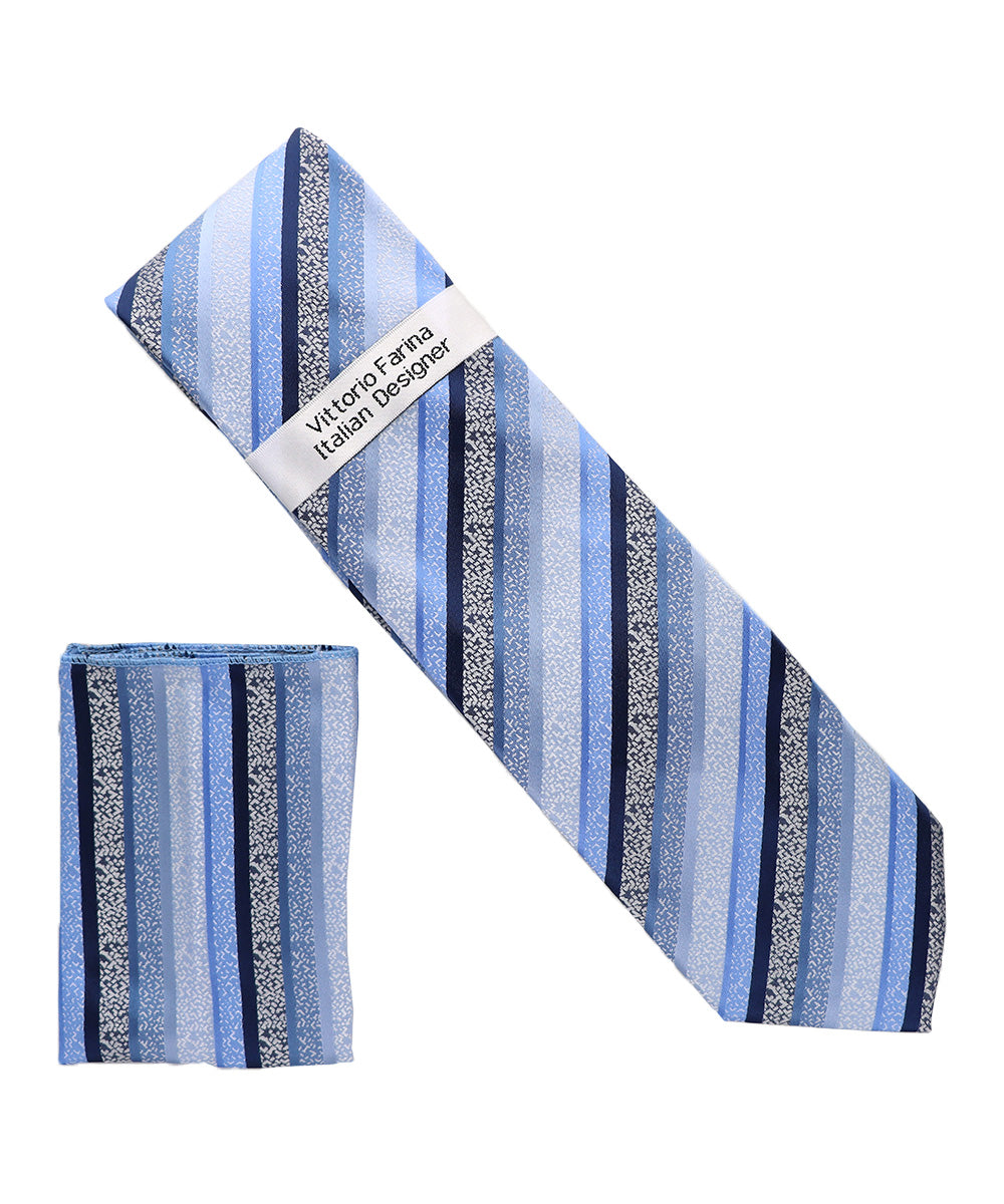 Vittorio Farina Men's Geometric Design Necktie & Pocket Square Vittorio Farina