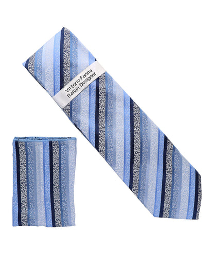 Vittorio Farina Men's Geometric Design Necktie & Pocket Square Vittorio Farina