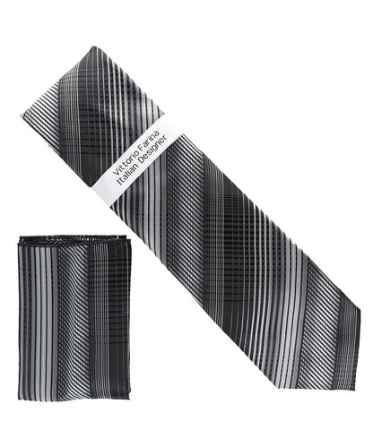 Vittorio Farina Men's Geometric Design Necktie & Pocket Square Vittorio Farina