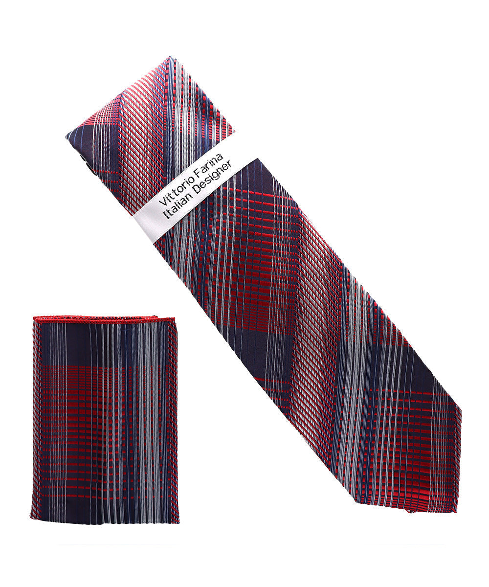 Vittorio Farina Men's Geometric Design Necktie & Pocket Square Vittorio Farina