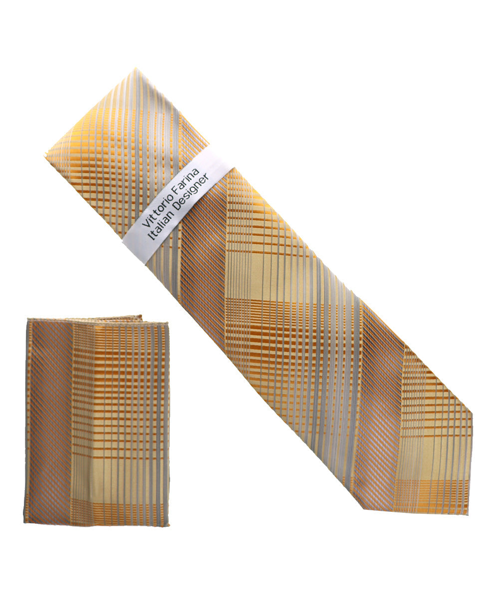 Vittorio Farina Men's Geometric Design Necktie & Pocket Square Vittorio Farina