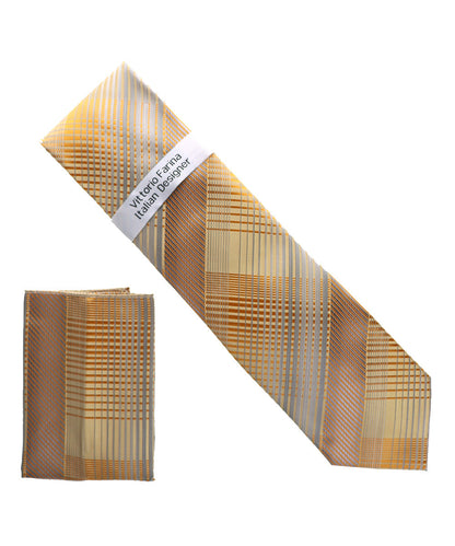 Vittorio Farina Men's Geometric Design Necktie & Pocket Square Vittorio Farina