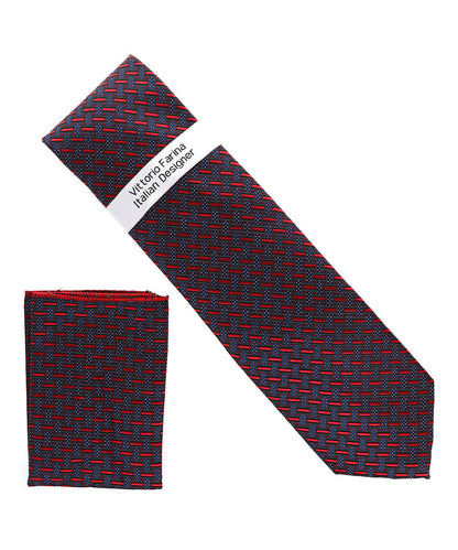 Vittorio Farina Men's Geometric Design Necktie & Pocket Square Vittorio Farina
