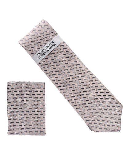 Vittorio Farina Men's Geometric Design Necktie & Pocket Square Vittorio Farina