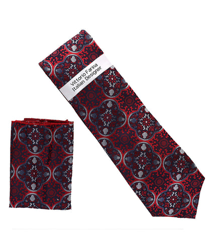 Vittorio Farina Men's Geometric Design Necktie & Pocket Square Vittorio Farina