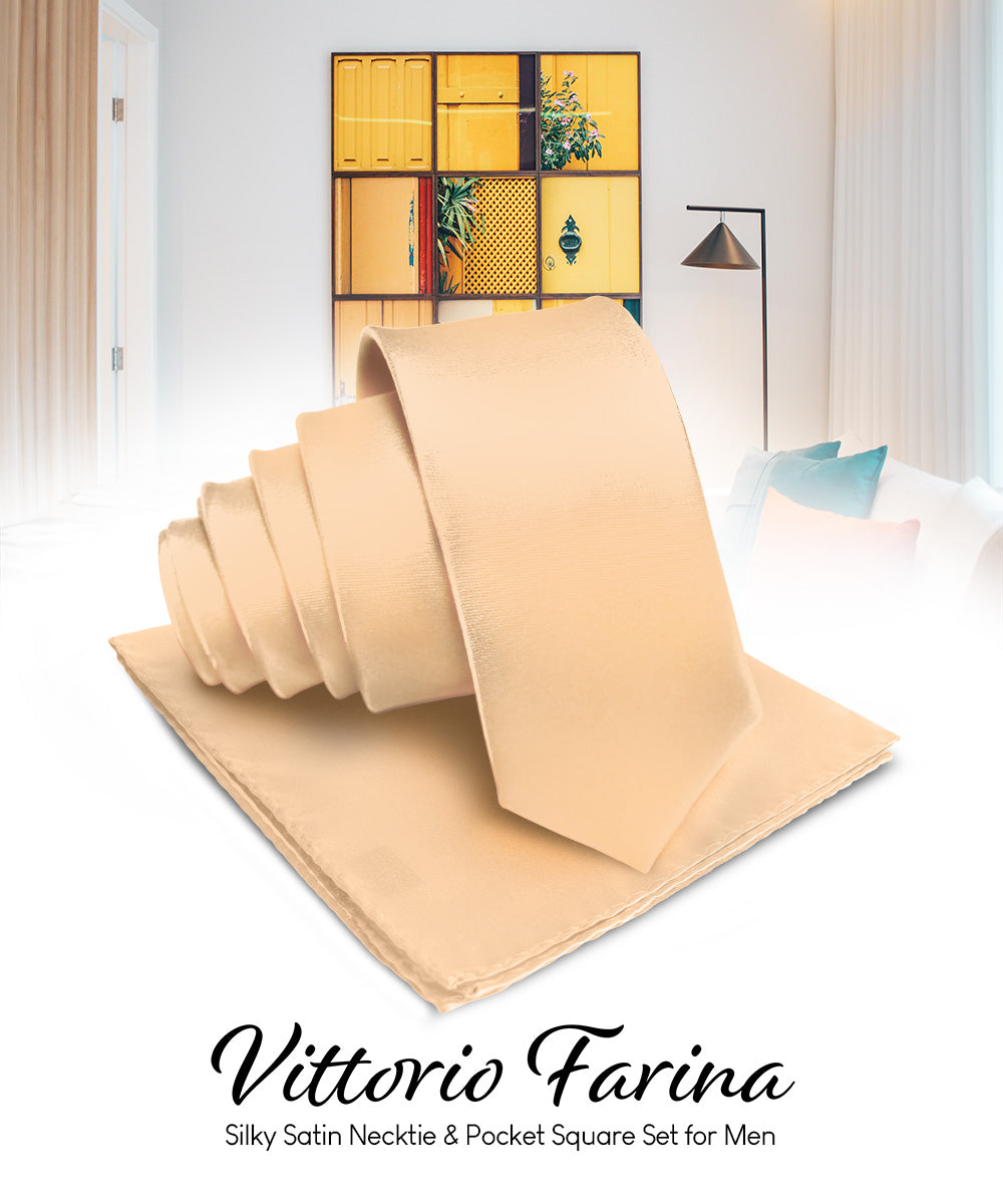 Vittorio Farina Men's Satin Necktie & Pocket Square Vittorio Farina