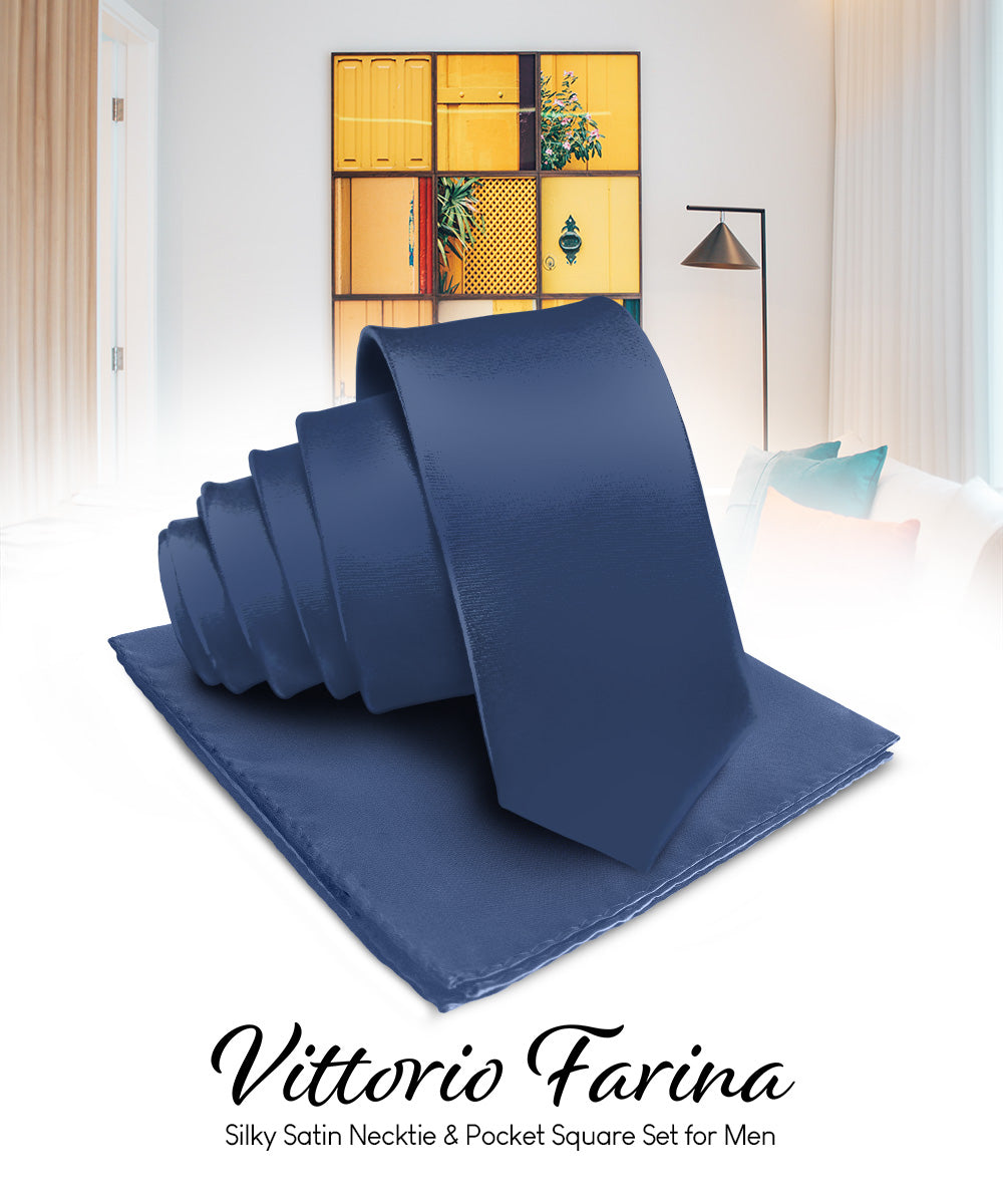 Vittorio Farina Men's Satin Necktie & Pocket Square Vittorio Farina