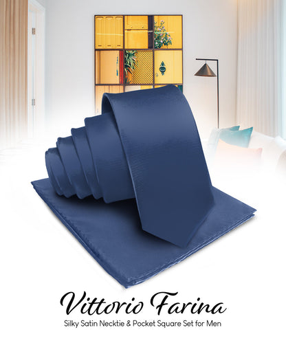 Vittorio Farina Men's Satin Necktie & Pocket Square Vittorio Farina