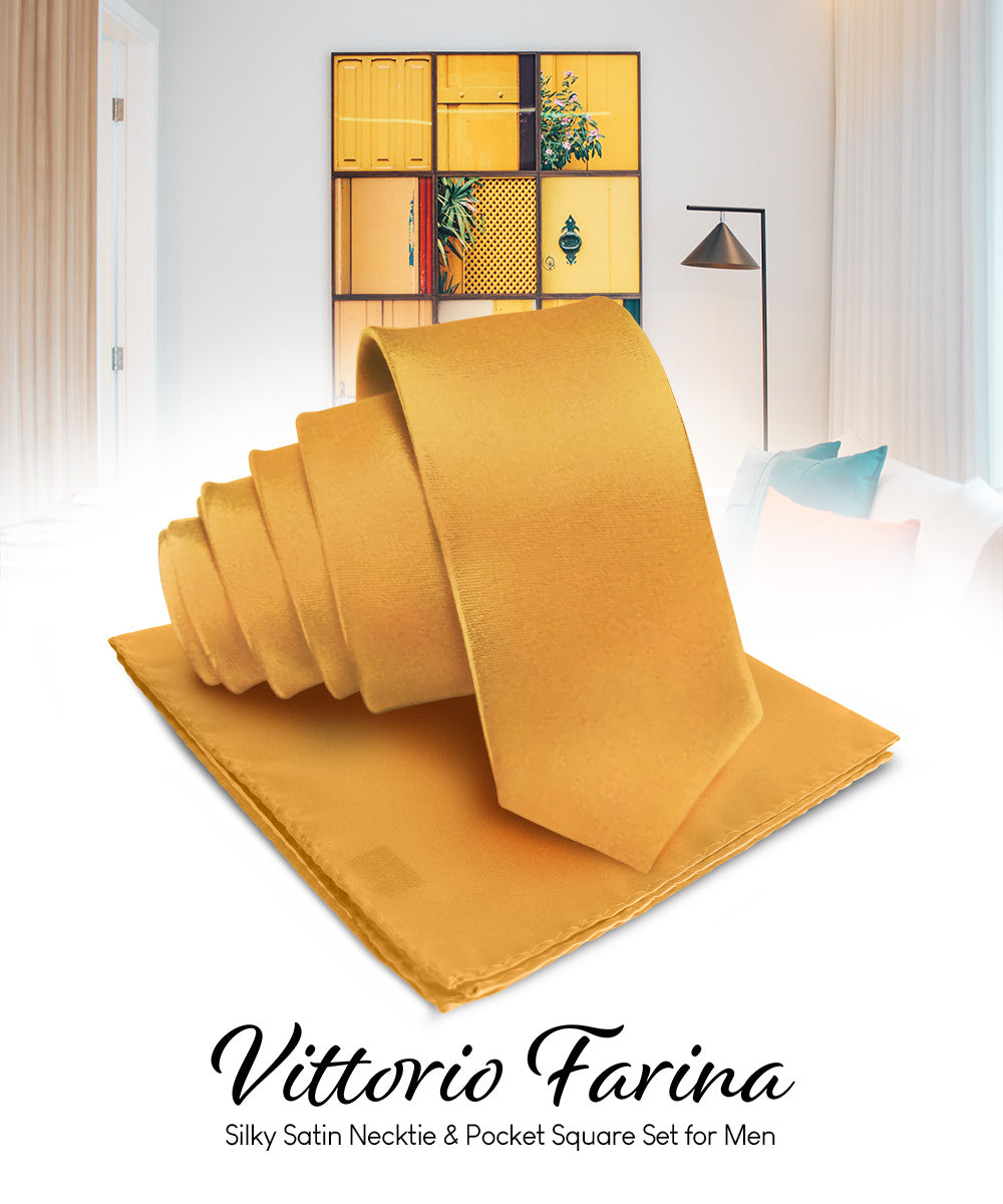 Vittorio Farina Men's Satin Necktie & Pocket Square Vittorio Farina