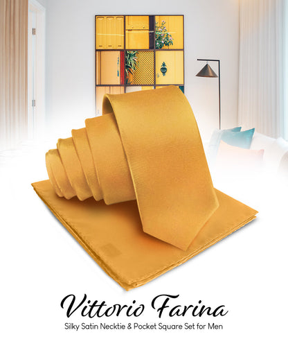 Vittorio Farina Men's Satin Necktie & Pocket Square Vittorio Farina