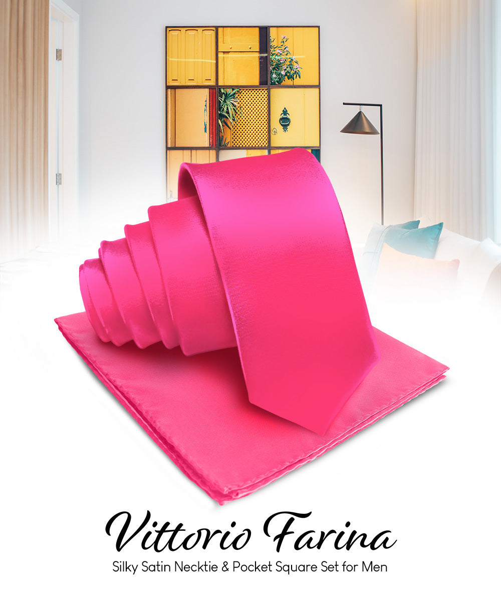 Vittorio Farina Men's Satin Necktie & Pocket Square Vittorio Farina
